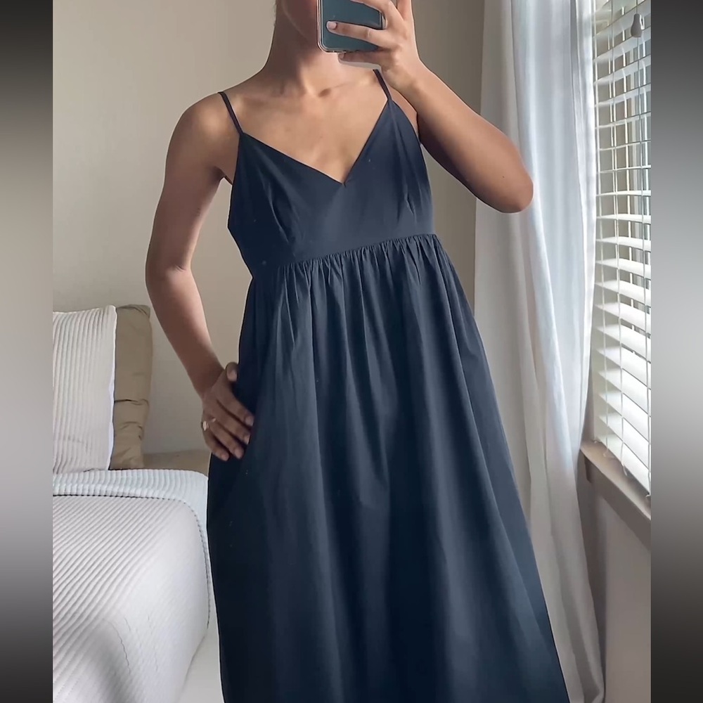 Quince Navy Blue Midi Slip Dress